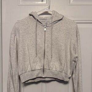 H&M Light Gray Cropped Hoodie